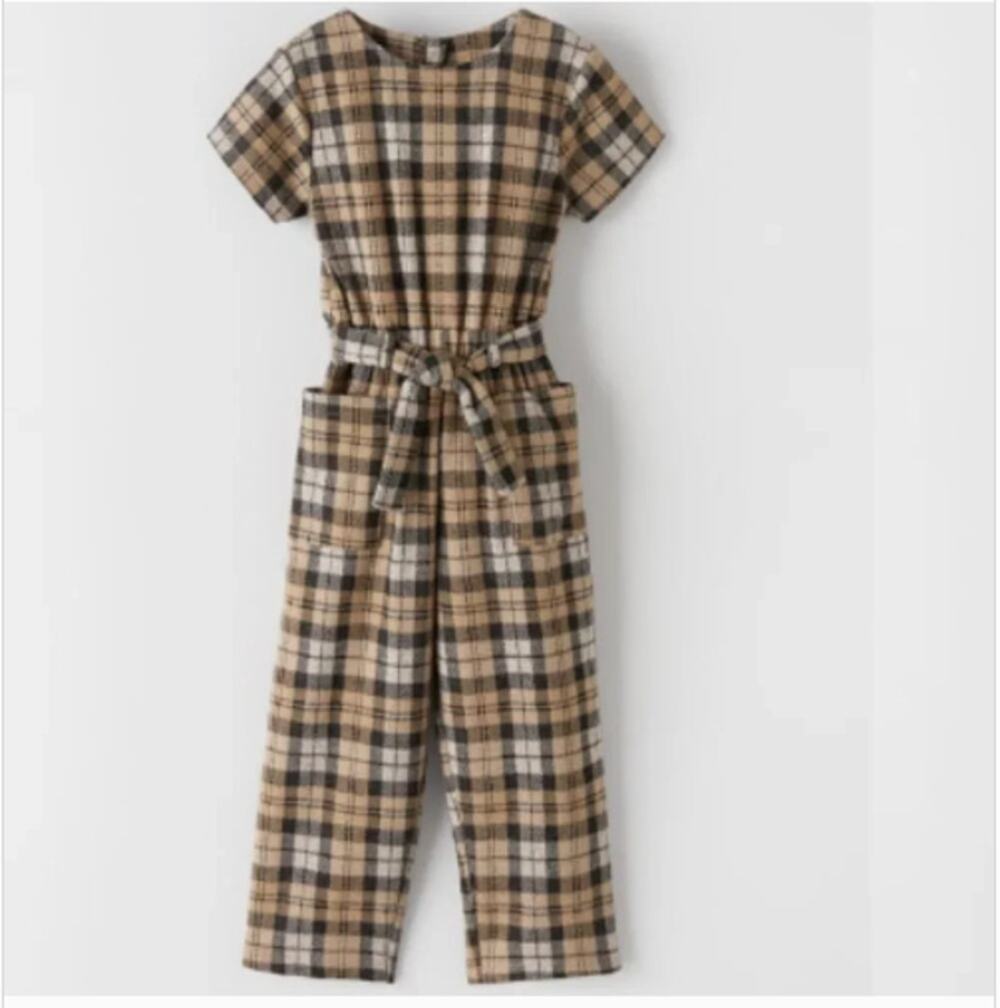 NEW! Zara Check Jumpsuit in NATURAL (11-12)